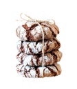 Chocolate Crinkles for a gift. Chocolate cookies in powdered sugar isolated on a white background. Christmas Time Royalty Free Stock Photo