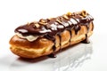 chocolate croissant, filled with rich cream and crunchy nuts, drizzled