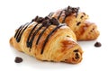Chocolate croissant on white background