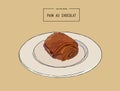 Chocolate croissants pain au chocolat, hand draw sketch vector Royalty Free Stock Photo