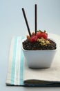 Chocolate crumble dessert. Conceptual image Royalty Free Stock Photo