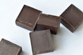 Chocolate cubes of bitter and milk chocolate