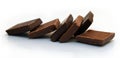 Chocolate cubes  on white background Royalty Free Stock Photo