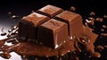 Chocolate cubes with melted chocolate