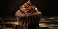 Chocolate topping cupcake bread tart blurred background Royalty Free Stock Photo
