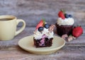 Chocolate cupcake with strawberries Royalty Free Stock Photo