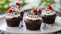 oreo cupcakes, Cup cakes whipped cream delicious decorated chocolate sweet temptation Cupcakes with cherries