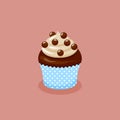 Chocolate cupcake with cream and chocolate balls