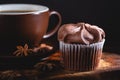 Chocolate Cupcake and Cup of Coffee Royalty Free Stock Photo