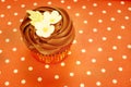 Chocolate cupcake decorated with flowers