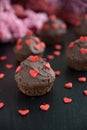 Chocolate Cupcake with red sugar hearts