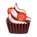 Chocolate cupcake and straberry Royalty Free Stock Photo