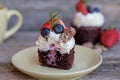 Chocolate cupcake with strawberries Royalty Free Stock Photo