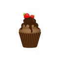 Chocolate cupcake with strawberries. Royalty Free Stock Photo