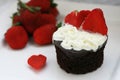 Chocolate cupcake with strawberries Royalty Free Stock Photo