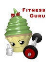 Funny fitness cupcake with dumbbell and ok sign. 