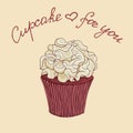 Chocolate cupcake with vanilla cream. Logo sweet cake with a wish Royalty Free Stock Photo