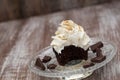 Chocolate Cupcake With Vanilla Frosting Missing A Bite Royalty Free Stock Photo
