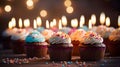 Chocolate Cupcakes with Birthday Candles - AI Generated