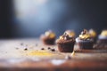 chocolate cupcakes with a bite taken out Royalty Free Stock Photo