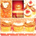 Chocolate cupcakes, collage Royalty Free Stock Photo