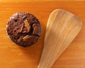 Chocolate Cupcakes, Double Chocolate Chip Muffin on wood background Royalty Free Stock Photo