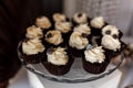 Chocolate cupcakes. Homemade chocolate muffins. Selective focus. Candy bar concept Royalty Free Stock Photo