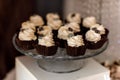 Chocolate cupcakes. Homemade chocolate muffins. Selective focus. Candy bar concept Royalty Free Stock Photo