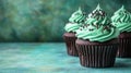 Chocolate cupcakes with mint frosting Royalty Free Stock Photo