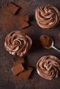 Chocolate cupcakes with peanut paste Royalty Free Stock Photo