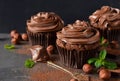 Chocolate cupcakes with peanut paste