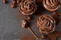 Chocolate cupcakes with peanut paste Royalty Free Stock Photo