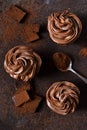 Chocolate cupcakes with peanut paste Royalty Free Stock Photo