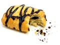 Chocolate Danish pastry cake & crumbs Royalty Free Stock Photo