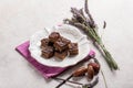 Chocolate with dares and lavender flower