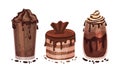 Chocolate Dessert as Sweet Afters and Yummy Treat Vector Set