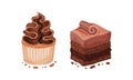 Chocolate Dessert as Sweet Afters and Yummy Treat Vector Set