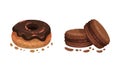 Chocolate Dessert as Sweet Afters and Yummy Treat Vector Set