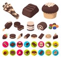 Chocolate Dessert cartoon,flat icons in set collection for design. Chocolate and Sweets vector symbol stock web Royalty Free Stock Photo