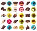 Chocolate Dessert cartoon,flat icons in set collection for design. Chocolate and Sweets vector symbol stock web Royalty Free Stock Photo