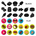 Chocolate Dessert flat icons in set collection for design. Chocolate and Sweets vector symbol stock web illustration. Royalty Free Stock Photo