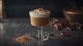 Gourmet Coffee Drink with Cream and Chocolate Crumbles in Elegant Glass Royalty Free Stock Photo