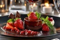 Chocolate Dessert with Strawberries and Candlelight Royalty Free Stock Photo
