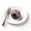 Chocolate Dessert On White Plate With Fork Royalty Free Stock Photo