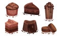 Chocolate Desserts with Muffin and Chocolate Brownie Cake Vector Set