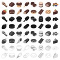 Chocolate desserts set icons in cartoon style. Big collection of chocolate desserts vector symbol stock illustration