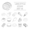 Chocolate desserts set icons in outline style. Big collection of chocolate desserts vector symbol stock illustration