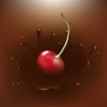 Chocolate-dipped Cherry. Vector Royalty Free Stock Photo