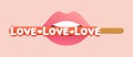 Chocolate dipped pepero stick in pink lips vector illustration Royalty Free Stock Photo