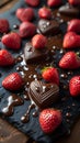 chocolate dipped strawberries arranged in a heart